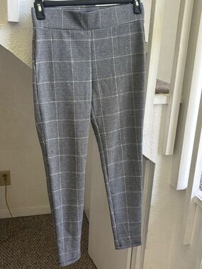 LOFT Gray Plaid Skinny Ponte Pants